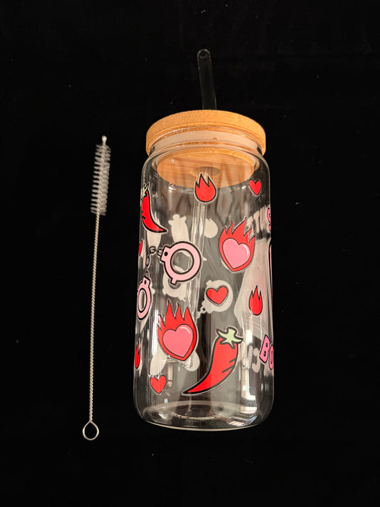 Glass Cup with Lid and straw- Smutty book club