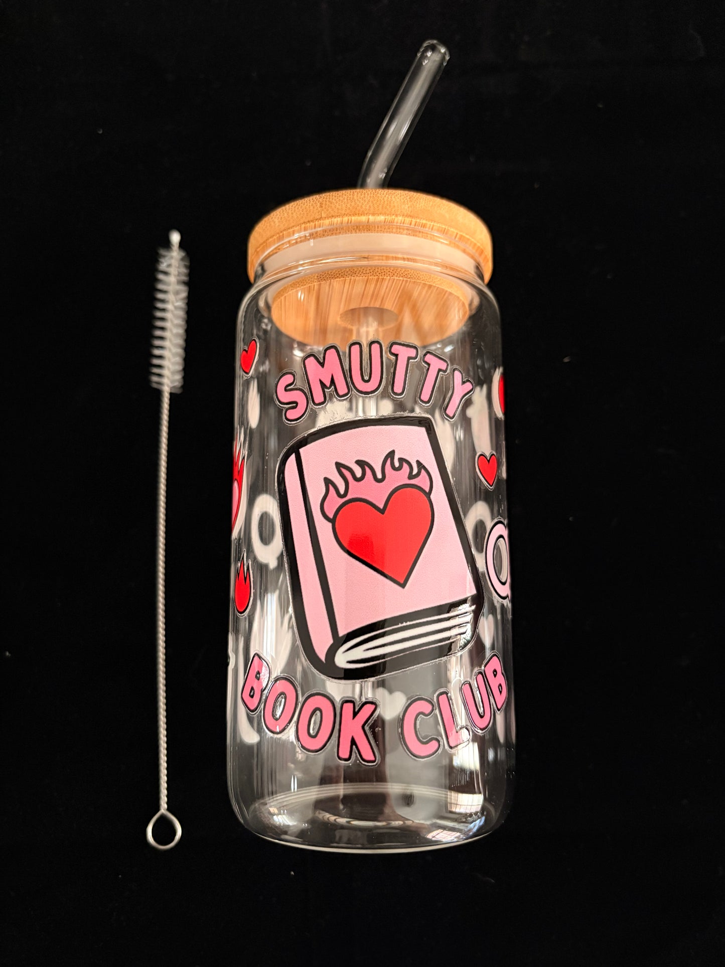 Glass Cup with Lid and straw- Smutty book club