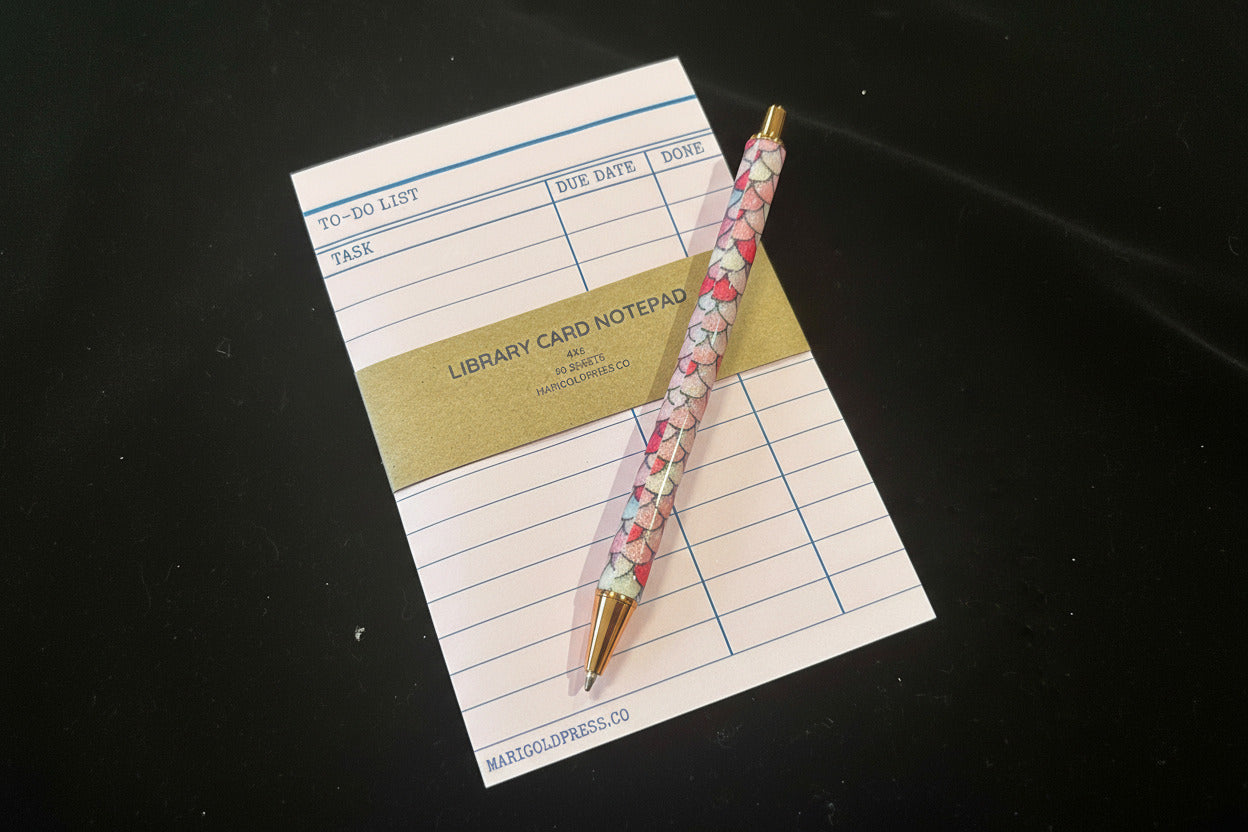 Library Card Notepad - Pink