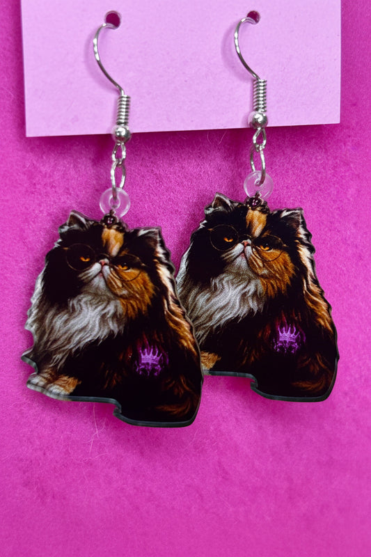 Cat Earrings - Judgmental Persian Cat ALERT